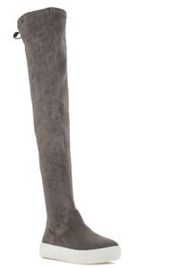 Thigh high J Slides boots, grey suede